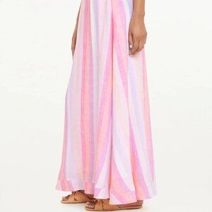 Splendid Sunset Hibiscus Stripe Maxi Skirt NWT Petal Pastel Pink Boho